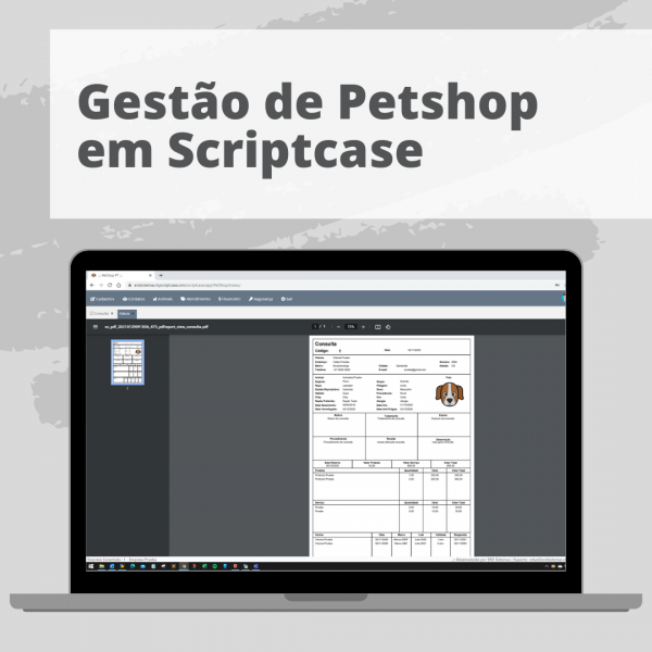 Gestão de Petshop em Scriptcase